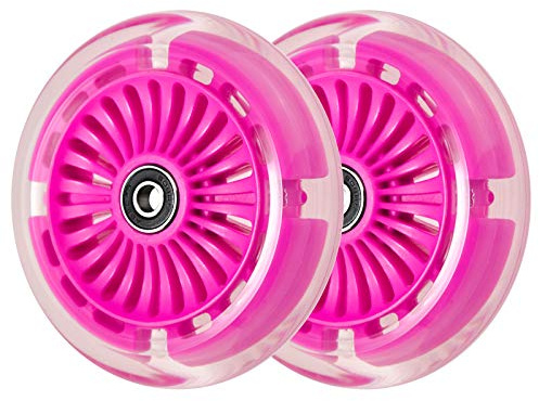 120 mm 3-Rad-Scooter mit LED-Licht, Ersatzräder, Kinder-Push-Kick-Scooter, blinkendes Rad-Set (Paar) (Rosa)
