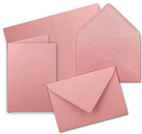 25x Faltkarten Set DIN A5 in Altrosa inkl. Umschlägen DIN C5 - blanko Klappkarten 14,8 x 21 cm - sehr formstabil - für Drucker geeignet - Marke: NEUSER FarbenFroh