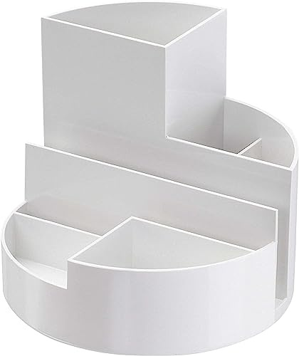 MAUL Stifteköcher weiß MAULrundbox Recycling rund matt 6 Fächer Ordnung | übersichtliche Aufbewahrung, schneller Zugriff, standfeste Kreisform, matte Optik, 6 getrennte Bereiche, für Büro und Zuhause
