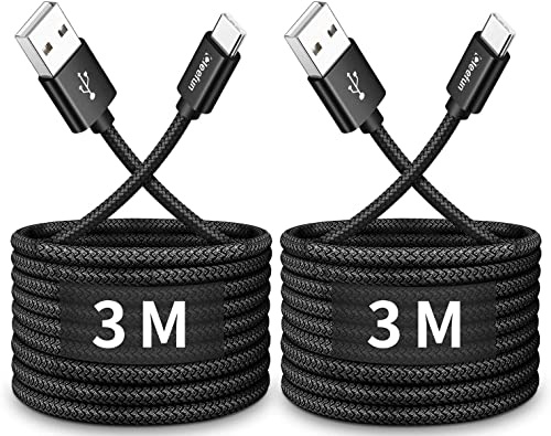 CLEEFUN USB auf USB C Kabel Lang [3 m 2 Stück], 3A Schnell Ladekabel USB C | für iPhone 17/16e/16/15/15 Plus/15 Pro Max, Galaxy S25 S24 S23 S22 S21 fe, A16 A15 A14 A13 A55 A54 usw