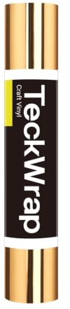 TECKWRAP Chrome Gold Permanent Vinyl Roll 30.5cm x 153cm, Champagne Gold | Gold Vinyl PET Backing, Bubble Free Metallic Gold Mirror Vinyl Gold Foil Vinyl for Mug, Cup, Window & Home Decor DIY Projects