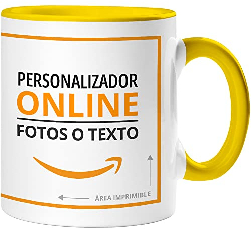 360 Onlineprint Tazza personalizzata | Materiale: Ceramica | Modello: Tazza con interno e manico colorati : Ideale per un regalo personalizzato o per uso aziendale | Colore: Giallo | Capacità: 325 ml