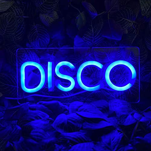 DISCO blau Neonlicht LED Neon Schild USB Licht Lampe Reklame Leuchte Kunst Party Nachtlicht Wand Dekoration Gaming Setup Streamer Hintergrund Beleuchtung dekorative Wandleuchte Disko BAR Club Deko