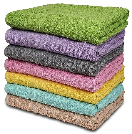 ZUPERIA 7-Pack Bath Towels - 30 x 54 - Ultra Soft 100% Cotton Large Bath Towels- Highly Absorbent for Bathroom, Pool, Gym, Spa, and Hotel Use (Colors Variety)