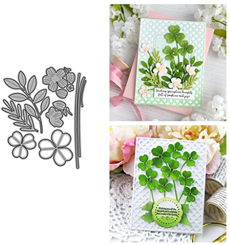 Sredwtk Frühling Klee Stanzschablonen Blumen Cutting Dies Prägeschablonen Stanzformen Schablonen Für Scrapbooking, Fotopapier 3D Karten Handwerk Prägen DIY Herstellung Geschenk