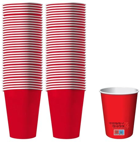 Terryshop74 Bicchieri in carta mod 180 XL Bevande calde e fredde bibite a prova di tenuta (XL Rosso, 100, unità)