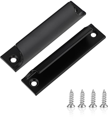 simarro Balkontürgriff Außen, 2 Stück Aluminiumlegierungsgriff Inkl Edelstahl Schrauben Terassentürgriff Balkontür Außen Türgriff Terrassentür Außen Terrassentür Griff Für Möbelbeschläge (Schwarz)