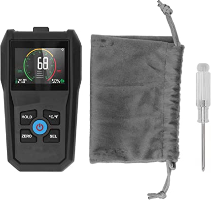 Holzfeuchtetester, LCD-Digitalanzeige, 4-in-1-Feuchtigkeitssensor, Stiftloser Feuchtigkeitsmesser Für Holz, Brennholz, Papier, Boden, Beton, Gebäude