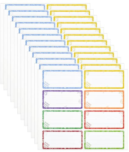 NAROSEBE 96 Stück Etiketten Selbstklebend Schule Haftetiketten Namensetiketten Buchetiketten Schuletiketten zum Beschriften 5 * 3.6cm Bunt Etiketten Aufkleber zum Beschriften für Bücher Hefte Boxen