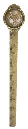 QUARKZMAN Metall-Lesezeichen-Lineal 10 cm metrisch Blume Retro Vintage Lesezeichen Marker Messwerkzeug für Büro Klassenzimmer Lehrergeschenk, Weiß