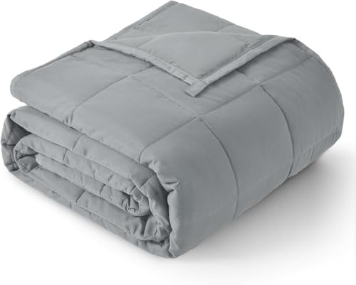 Topblan Weighted Blanket for Adults 12lbs, Soft Cooling Breathable Weighted Throw for Sleeping, Machine Washable Heavy Blanket with Glass Beads for Summer, Sofa Bed, 48x72 Twin Size, Grey