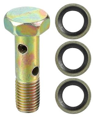 VekAuto Kit De Boulons Double Banjo 1PC Pour Véhicules M8x1.0 32mm | Filetage M8x1.0, 32mm, 4, Pour Véhicules, 1 Boulon + 3 Rondelles, Adaptateur De Frein Turbo, Résistant À La Corrosion