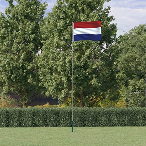 Homgoday Mástil y Bandera de Países Bajos Aluminio 5,55 m Banderas y Mangas de Viento