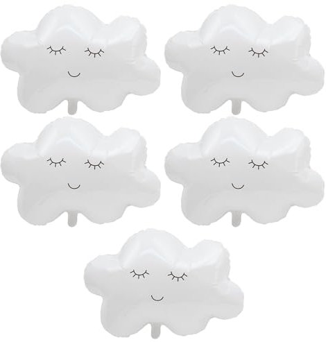 Lot de 5 ballons en forme de nuage blanc, en aluminium, pour fête prénatale, décorations de fête, pour enfants, ballons amusants