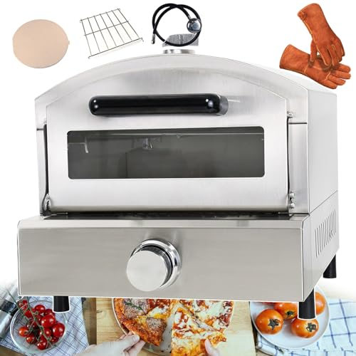forplubossmmp 14-Inch Electric Pizza Oven | Commercial | Stainless Steel Pizza Maker | Outdoor Pizza Toaster (Double Deck) | Dual Pallet Design | Temperature Detector | 12 Inch Pizza Stone