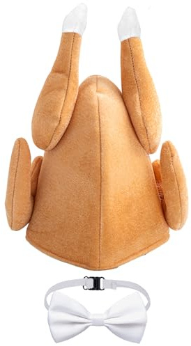 AUNGCSHE Hähnchen Kostüm Lustige Hüte, Hähnchen Mütze mit Weiß Fliege, Halloween Weihnachten Ostern Party Dekoration Kostüm Zubehör für Festival Cosplay Erwachsene