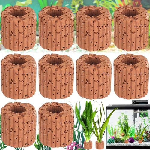 dcas 10 Pièces 2,5cm Plantes Aquatiques Bague, Plantes Aquatiques Bague, Réservoirs D'Aquarium Plantes Aquatiques Anneau, Plantes Aquatiques Anneau, Céramique Plantes Aquatiques Anneau