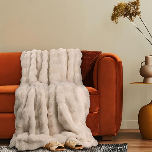 Paco Home Deko Wohnzimmer Decke Kuscheldecke Tagesdecke Boho Aesthetic Sofadecke Schlafzimmer Modern Flauschig Waschbar, Farbe:Creme, Größe:200x240cm