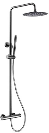 Juego de ducha con termostato, válvula de grifo mezclador, grifo termostático for baño, desviador de brazo de montaje en pared con pulverizador de mano y cabezal de lluvia(3338-MB-10)