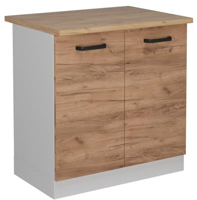Vicco Armario bajo para Fregadero R-Line, Roble Dorado, 80 cm ET Roble, para combinación Libre Dentro de Sistemas de Cocina modulares