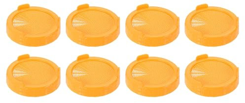sourcing map 8 Pcs Sprouting Lids for Mason Jars 86mm Wide Mouth Plastic Canning Jar Lid for Grow Bean Sprouts, Salad Sprouts, Yellow