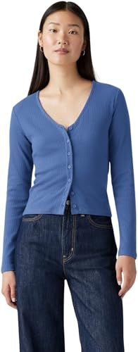 Levi's Mujer Camiseta de Manga Larga Muse con Cuello de Pico, Slim Fit, Azul (Dutch Blue), L