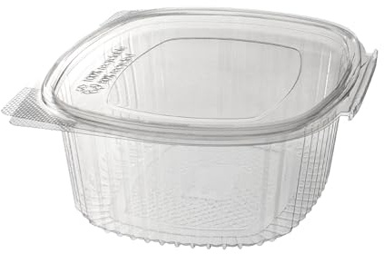 daybays 500 Stück Klappschale Oval 750 ml VP 172x144x62mm RPET Transparent mit anhängendem Deckel Salatschalen Salatbecher PP klar eckig Verpackungsbecher Salatbox(750 ml VP 172x144x62mm,500 Stück)