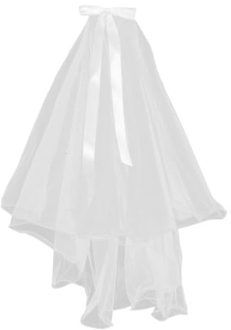 minkissy Perlen Brautschleier Kurz Weißer Schleier Für Hochzeit Brautschleier Mit Schleife Und Perlen Haarschmuck Für Brautkleid Schleier Für Braut