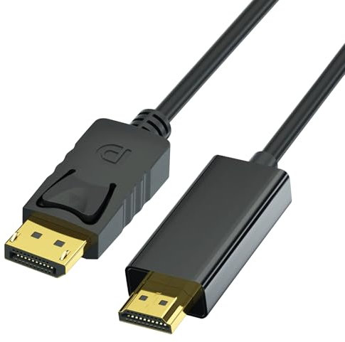 4K DisplayPort to HDMI Cable, DisplayPort to HDMI Cable 1.8M Gold Connector Unidirectional DP Male to HDMI Compatible with PC TV Monitor Projector Laptop Dell HP and More
