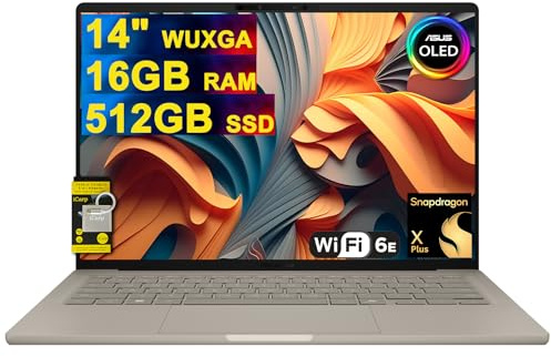 ASUS Zenbook A14 Laptop 14 WUXGA OLED (100% DCI-P3, 600nits HDR) Qualcomm 8-core Snapdragon X Plus (Up to 45 Tops) 16GB RAM 512GB SSD for Creator Business Professional Win11 ICP Hub w/Copilot+ AI