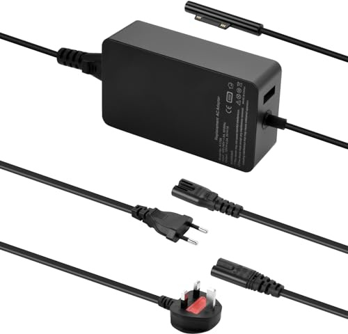 aceyoon Chargeur Surface Pro 65W pour Microsoft Surface Pro 11/10/9/8/7+/3, Surface Laptop 7/6/5/4/3/2, Surface Go 4/3/2/1, Surface Book 3/2/1, avec Un Port USB