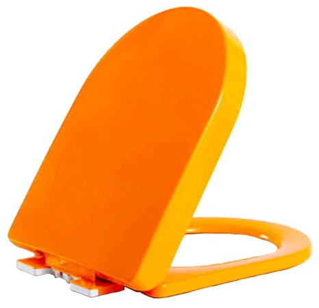 Brigtviee WC-Sitz Toilettensitz mit Absenkautomatik, Quick-Release Funktion für Leicht zu Reinigen, D/U Form Toilettendeckel Klodeckel Klobrille WC Deckel Toilettenbrille aus PP,Orange,36x44.5cm