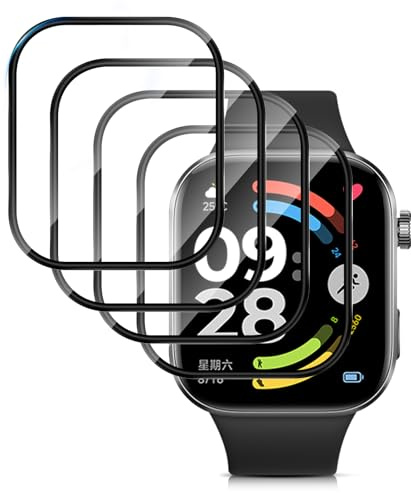 QULLOO 4 Piezas Protector de Pantalla para Redmi Watch 6, 3D HD cobertura completa Película Suave, Sin Burbujas Transparente Proteccion Película Screen Protector, Anti-Arañazo