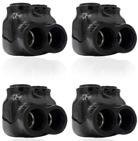 (4 Pack) AP-10302 Black Insulated Splice Connector, Wire Range 2-14, Single Sided Entry Electrical Power Conductor, Pre-Filled with Oxide Inhibiting Compound, Rubber Vinyl Coating, Easy Re-Entry