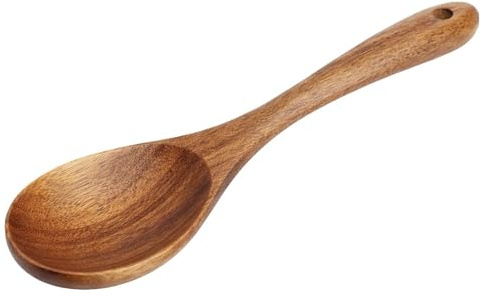 Wooden Spoons for Cooking, 26 cm Natural Teak Cooking Spoons Large Wooden Non-Stick Spoons with Ergonomic Handle Ideal Heat Resistan Cooking Utensils Wooden Kitchen Utensils for Serving Mixing