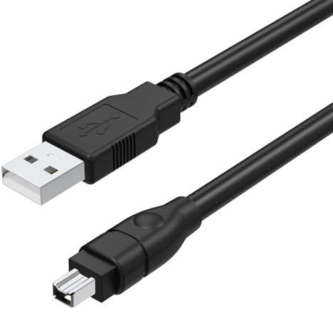 Asobilor USB to Firewire Cable Compatible with Sony DCR-TRV75E DV Camcorder, IEEE 1394 4-Pin Male to USB-A Male iLink Adapter Converter Cord, 5.9FT