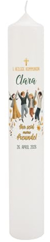 Striefchen® Personalisierte Kommunionkerze mit Leitwort 2026 – Kerze zur 1. Heiligen Kommunion – Erstkommunionkerze als Geschenkidee (XXL (6 x 38 cm))