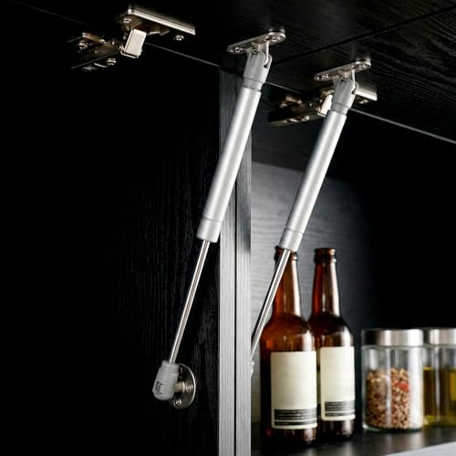 QWORK® 2 Amortiguadores de Gas para Muebles - 150N, 270mm – Pistones Neumáticos de Alta Resistencia para Puertas de Cocina, Arcones y Armarios con Herrajes de Montaje
