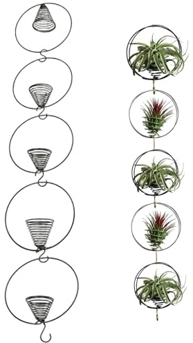 Takingup Juego de 5 soportes para clavel de aire, soporte para plantas colgante con anillo de resorte con ganchos en S, maceta de acero al carbono para decoración interior/exterior y colgador de aire
