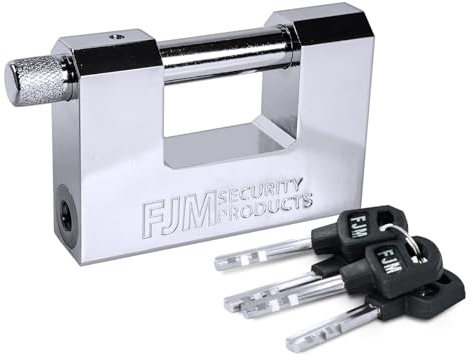 FJM SPSA80-KA D-Style High Security Padlock, Home Improvement Anti Theft Trailer Lock, Bike Lock, & Door Lock. Also for Outdoor Storage Shed, Includes Master Lock Set, Keyed Different, 3 1/8 (80mm)
