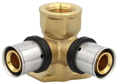 Pipetec Pressfitting Wandwinkel 20x2 mm 1/2 Zoll IG 90° Wandscheibe doppelt TH Kontur Verbundrohr, DVGW, TH-Profil