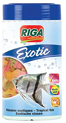 Riga - Exotic Flocons - Alimentation pour Poissons Exotiques - Menu Riche en Protéines et Multivitaminé, Idéal pour des Couleurs Vives - 160 g