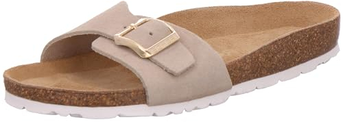 Rohde Damen Pantolette Leder Tieffußbett Schnalle Alba 5589, Größe:39 EU, Farbe:Beige