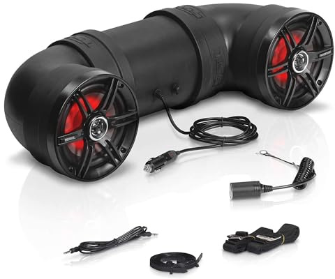 Sound Storm Laboratories BTB6L ATV UTV Sound System - 6.5 Inch Speakers, 1 Inch Tweeters, Full Range, IPX5 Weatherproof, Bluetooth, Built-in Amplifier, Multicolor Illumination, Golf Cart Compatible