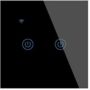 Yagusmart WiFi Smart Wall Light Switch, No Neutral Wire Required, No Hub Required, Compatible with Alexa and Google Home, APP Remote Control, Timing Function, Voice Control(2 gang-black)