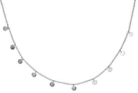 SILBERMOOS Damen Kette Blättchenkette Coins Silberkette Design Plättchen Kreise, 925 Sterling Silber, 40 42 45 cm