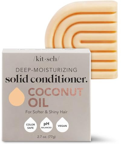 Kitsch Coconut Oil Conditioner Bar 77g - Hair Conditioner For Women and Men - Deep Moisturizing, Nourishes, Hydrate & Soften Damaged Dry Hair - Silicone, Paraben & Sulfate Free