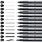 AKARUED Fineliner Schwarz Stifte, 12 Stück Fineliner Set Schwarz, Wasserfest Tuschestifte zum Skizzieren, Permanent Pigment Liner zum Bullet Journal Künstler Illustration, Tchnische Zeichnung