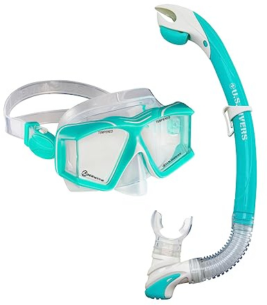 US.Divers Combo SIDEVIEW | Kit de Plongée | Masque et Tuba| Adulte | Protection UV | Verres Anti-buée | Tuba avec Purge| Snorkeling |Vision Panaramique à 180°| Homme et Femme |Silicone