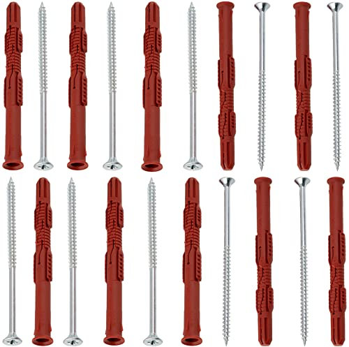 AERZETIX - C65006 - Set di 10 tasselli 10x120mm per mattoni forati/cemento cellulare + 10 viti Ø6x120mm con testa fresata - in nylon/metallo - fissaggio materiali cavi lavoro costruzione perforazione